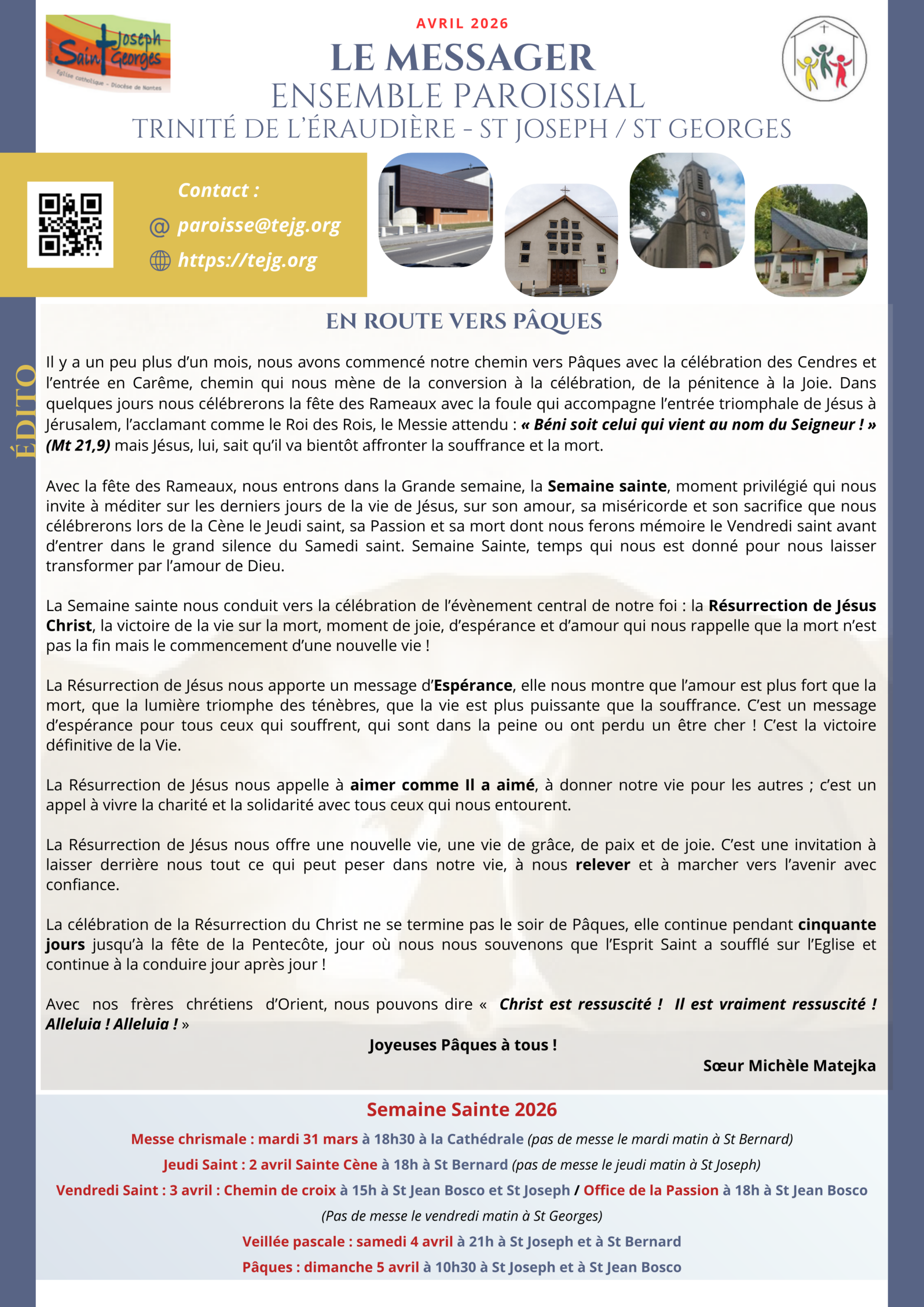 Messager du mois d’avril